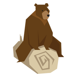 Urso sentado no tronco de ilustração Desenho PNG