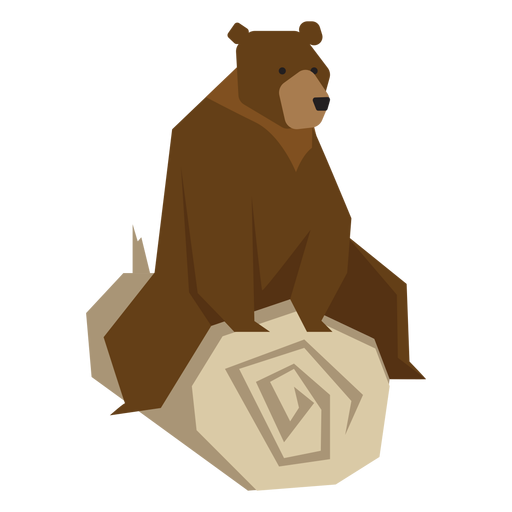 Bear sitting on log illustration PNG Design
