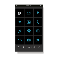 Blue application menu interface PNG Design