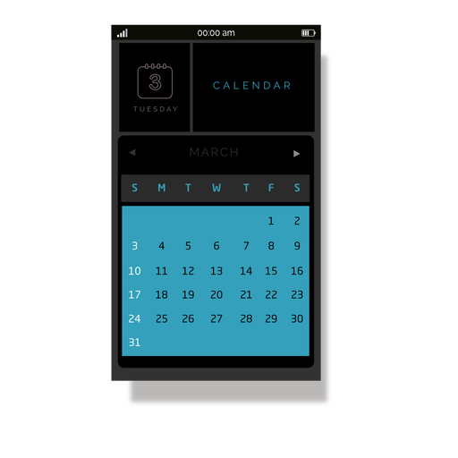 Blue calendar mobile interface