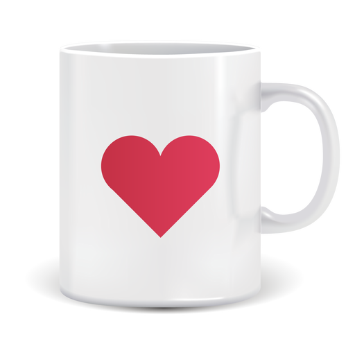 Coffee mug with heart icon PNG Design