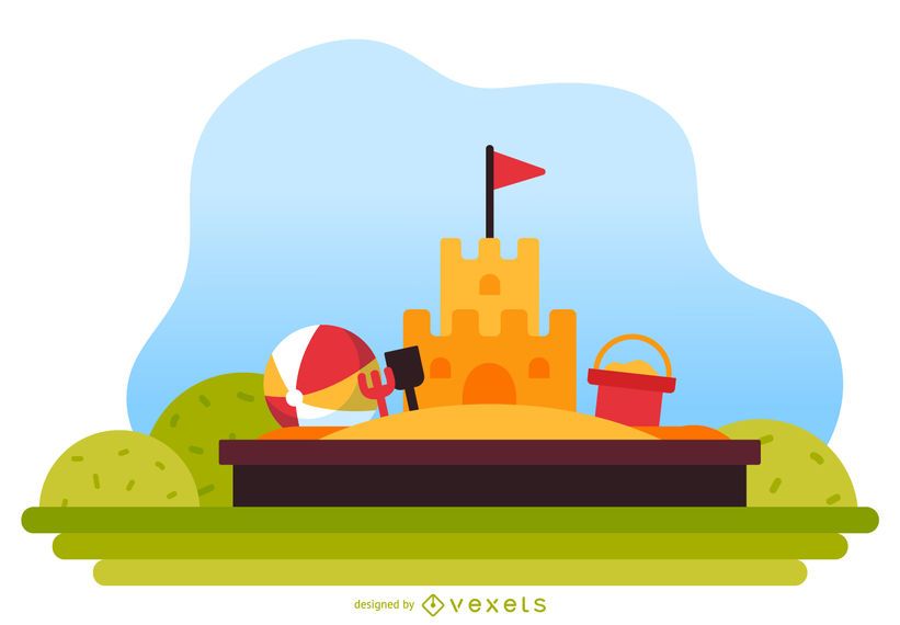 Kids sandpit playground illustration Kids sandpit playground illustration