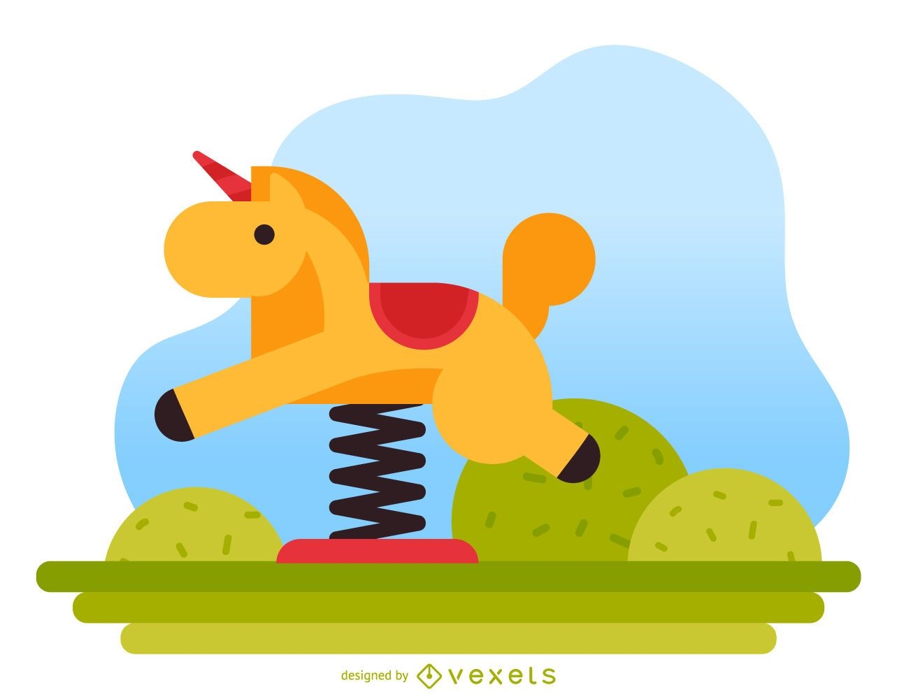Horse spring rider playground illustration