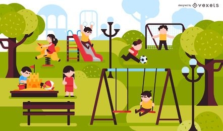 Ilustración de parque infantil para niños