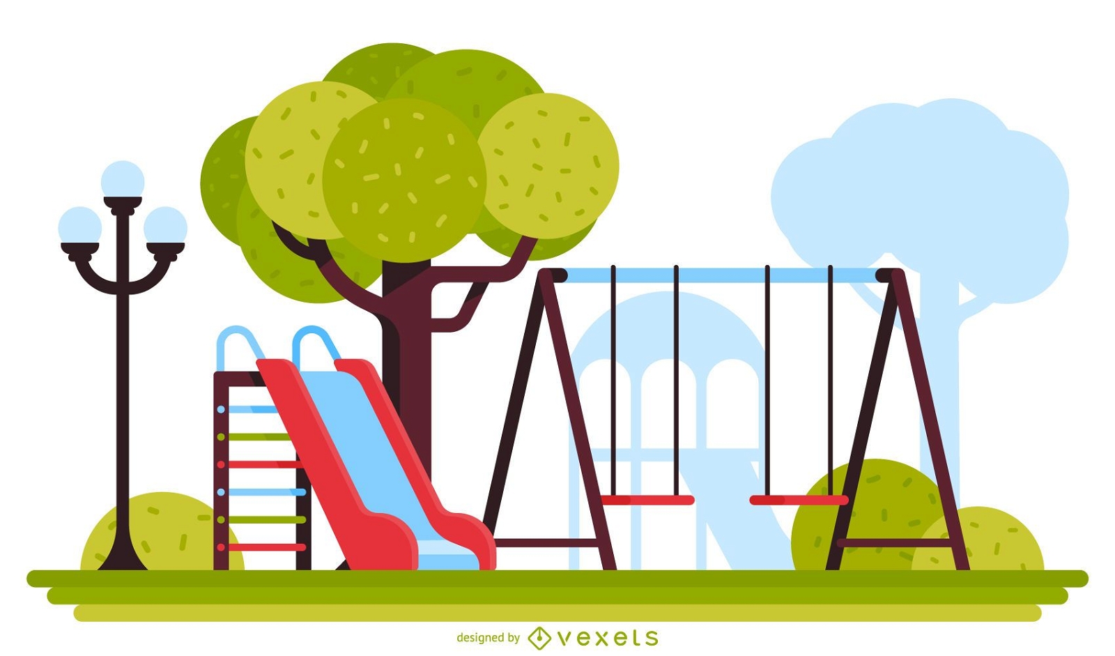 Slide and swing playground illustration