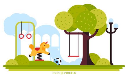 Ilustração de recreio ao ar livre de crianças Ilustração de recreio ao ar livre de crianças