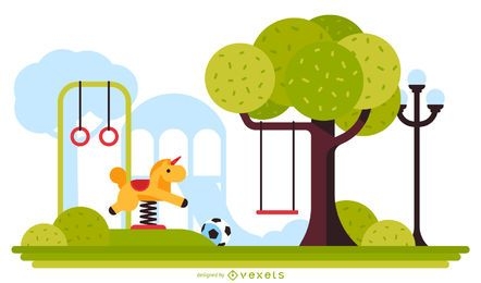 Kids outdoor playground illustration