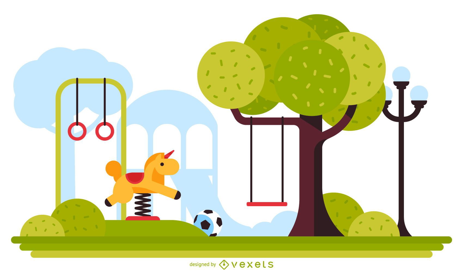 Ilustração de playground infantil ao ar livre