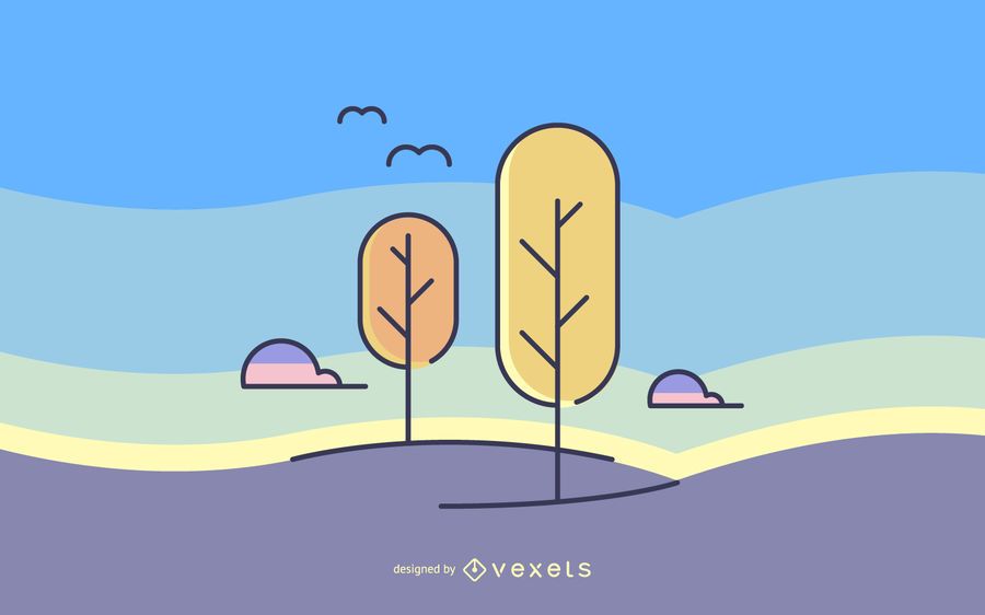 Ilustración de paisaje de parque de trazo Ilustración de paisaje de parque de trazo
