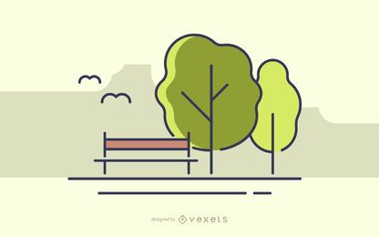 Stroke park with trees illustration Stroke park with trees illustration