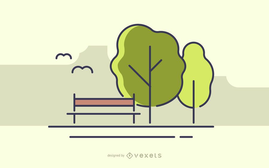 Stroke park with trees illustration Stroke park with trees illustration