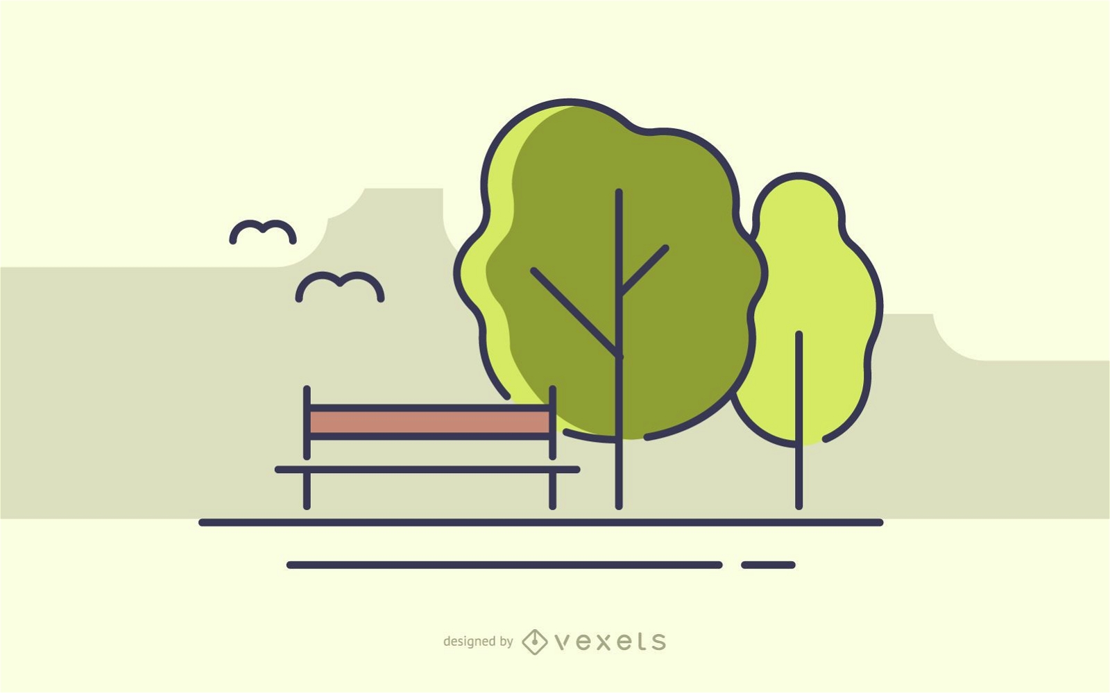 Stroke park with trees illustration