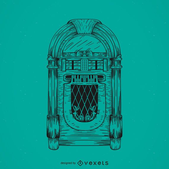 Hand drawn jukebox illustration Hand drawn jukebox illustration