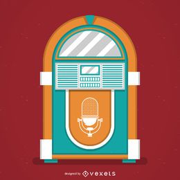 Ilustración de la máquina de discos de música vintage Ilustración de la máquina de discos de música vintage