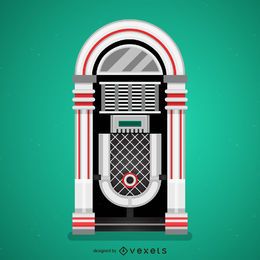 Flat vintage jukebox illustration