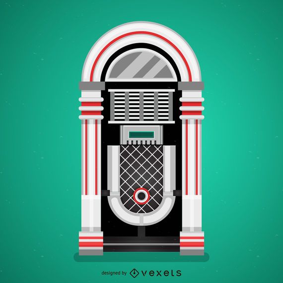 Flat vintage jukebox illustration Flat vintage jukebox illustration
