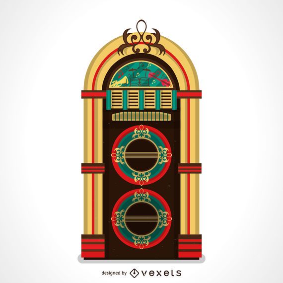 Beautiful vintage music jukebox illustration Beautiful vintage music jukebox illustration