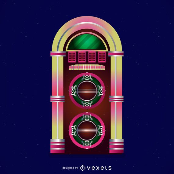 Ilustración colorida jukebox Ilustración colorida jukebox