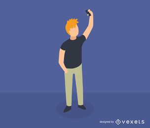 Man taking selfie isometric icon Man taking selfie isometric icon