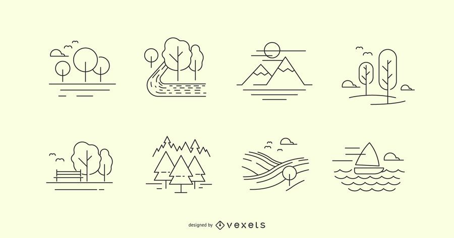 Nature line icons set Nature line icons set