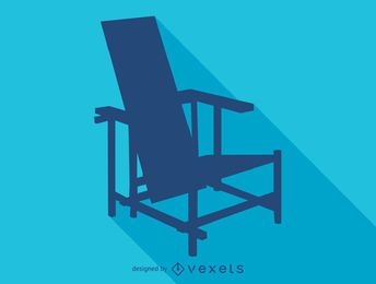 Silhueta de cadeira Rietveld azul vermelha