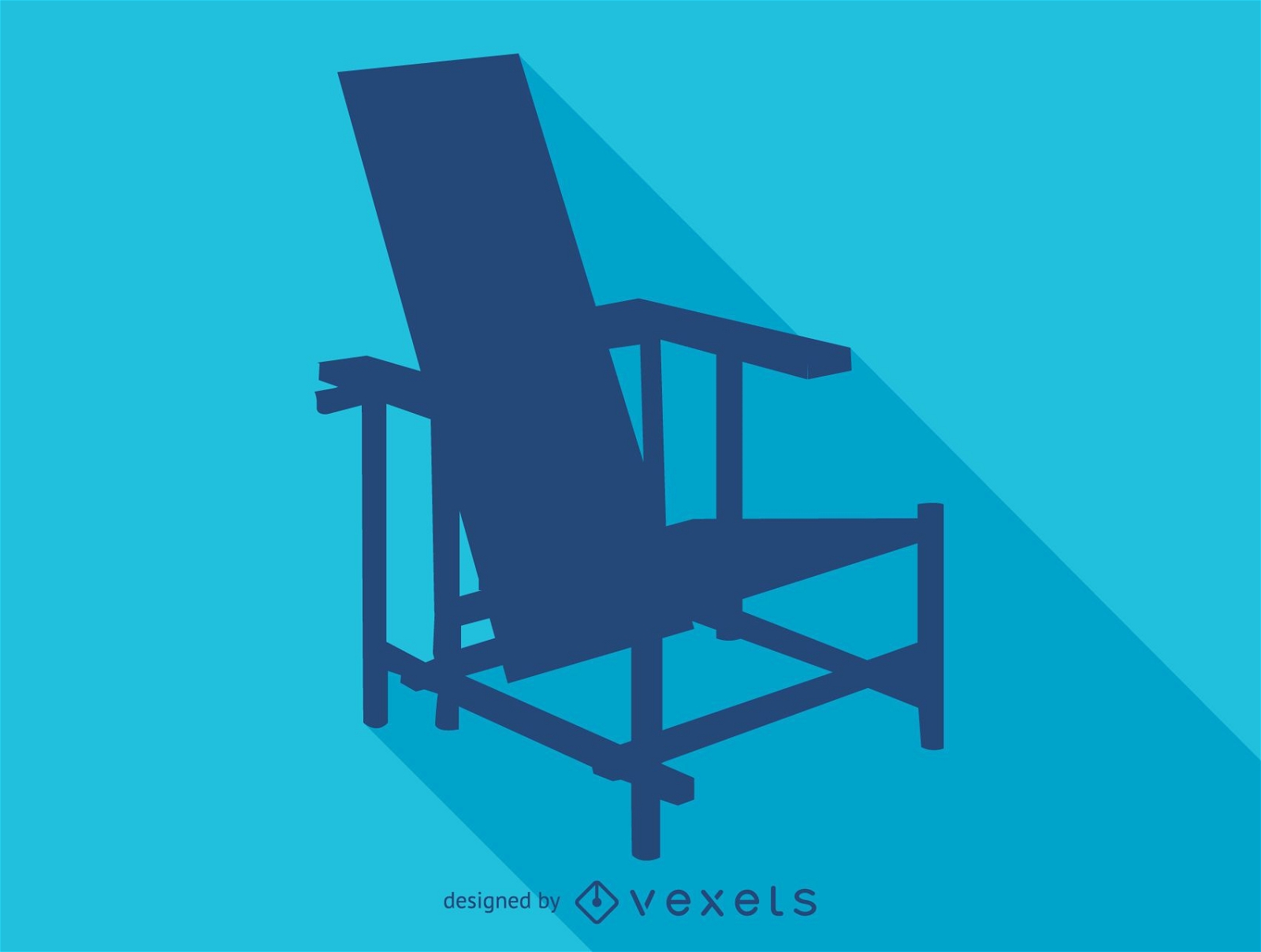 Silueta de silla Rietveld azul rojo