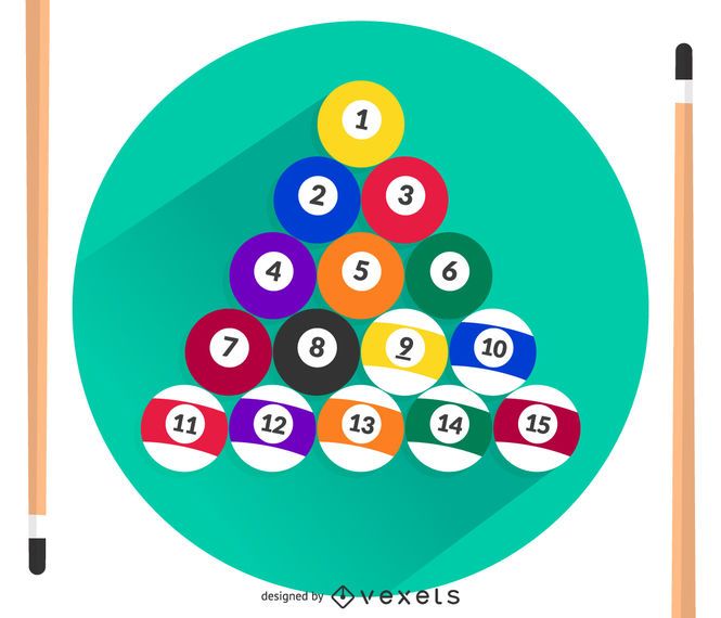 Bolas de bilhar e sugestões vector Bolas de bilhar e sugestões vector