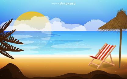 Beach landscape on sunrise illustration Beach landscape on sunrise illustration