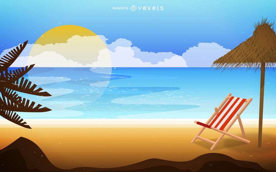 Beach landscape on sunrise illustration Beach landscape on sunrise illustration