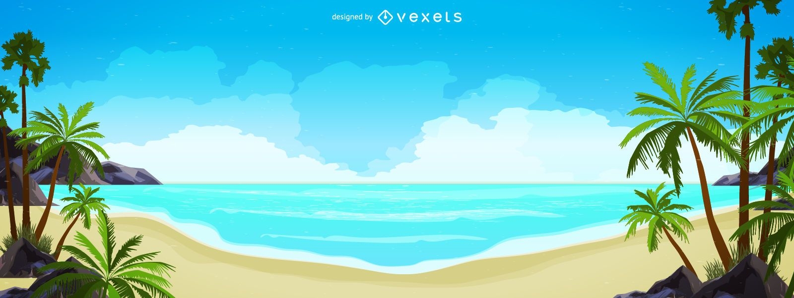 Beach skyline panorama illustration