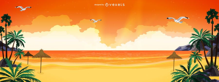 Ilustración de paisaje de playa exótica Ilustración de paisaje de playa exótica