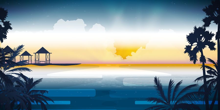 Beautiful beach skyline illustration Beautiful beach skyline illustration