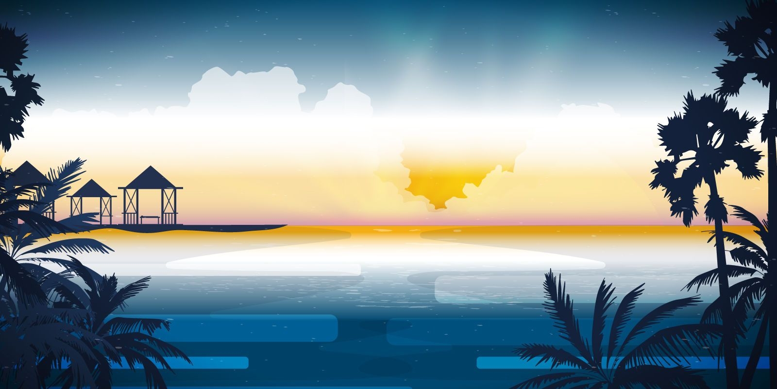 Beautiful beach skyline illustration