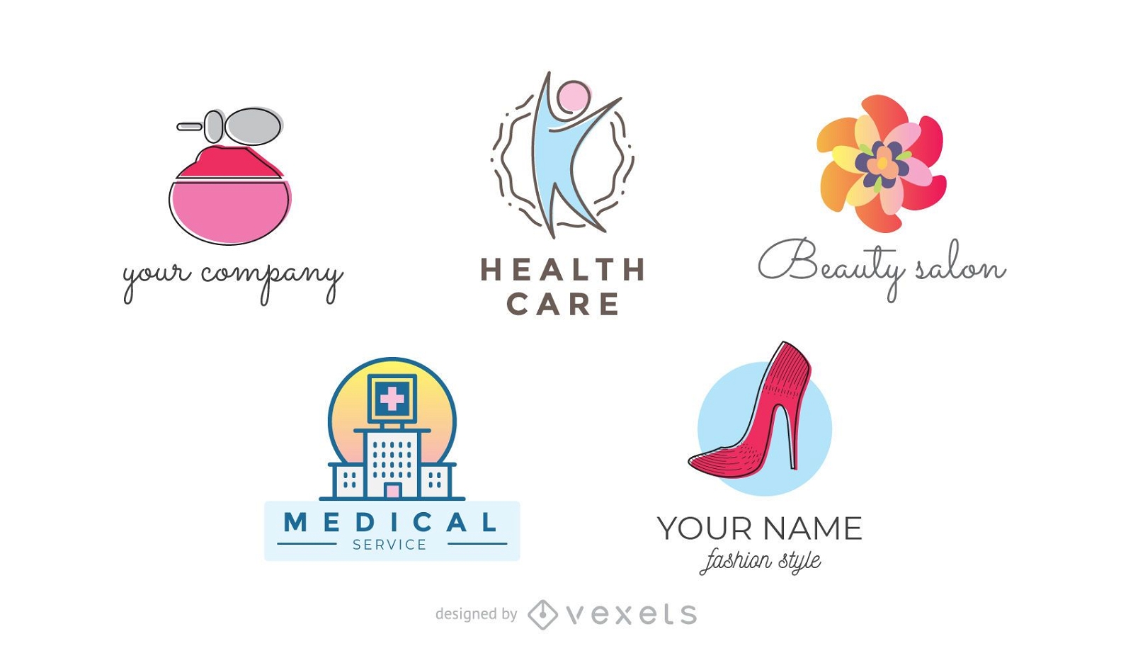 Conjunto de logotipos de salud y belleza