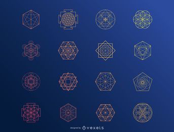 Hexagonal abstract elements set Hexagonal abstract elements set