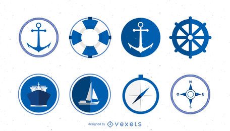 Marine logo icons set Marine logo icons set