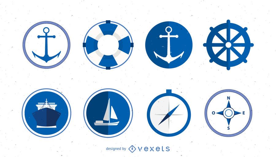 Conjunto de ícones de logotipo marinho Conjunto de ícones de logotipo marinho