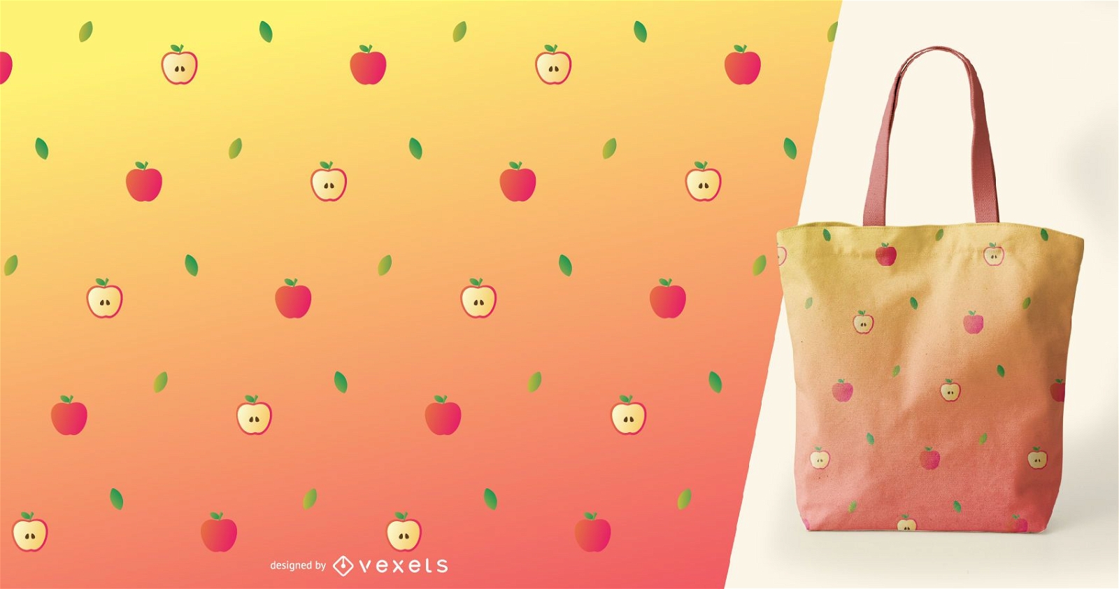 Apples and leaves tropical pattern