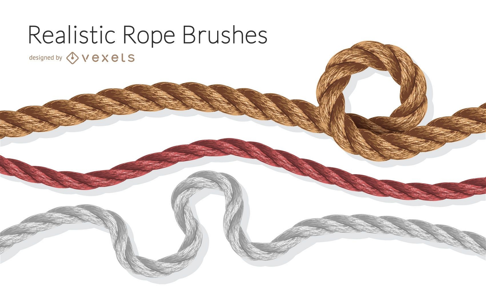 Realistic rope brushes illustration set