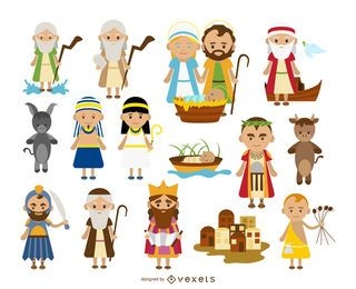Colección de dibujos animados de personajes bíblicos