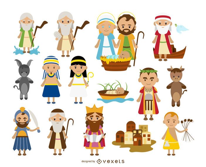 Colección de dibujos animados de personajes bíblicos Colección de dibujos animados de personajes bíblicos