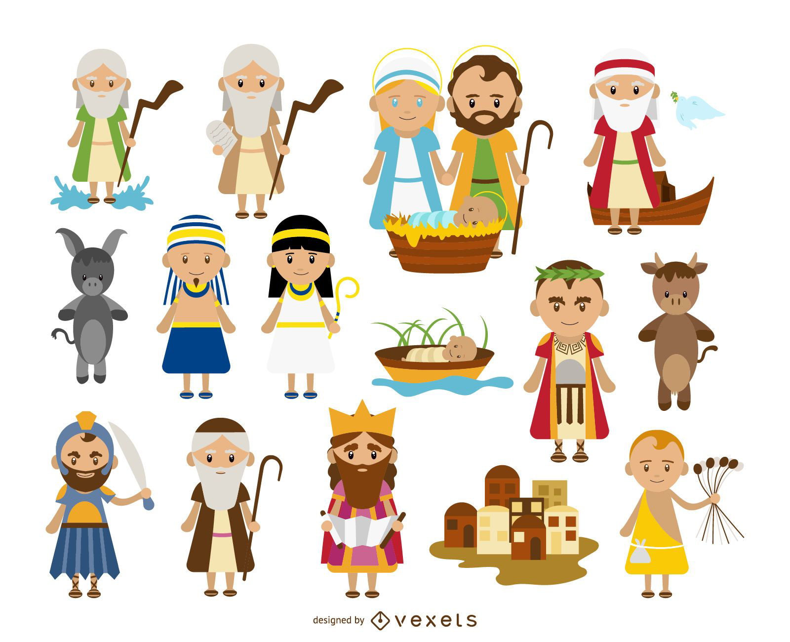  Biblical  Characters Cartoon Collection Vector Download