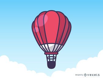 Rote Heißluftballonillustration