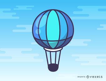 Desenho de balão de ar quente azul
