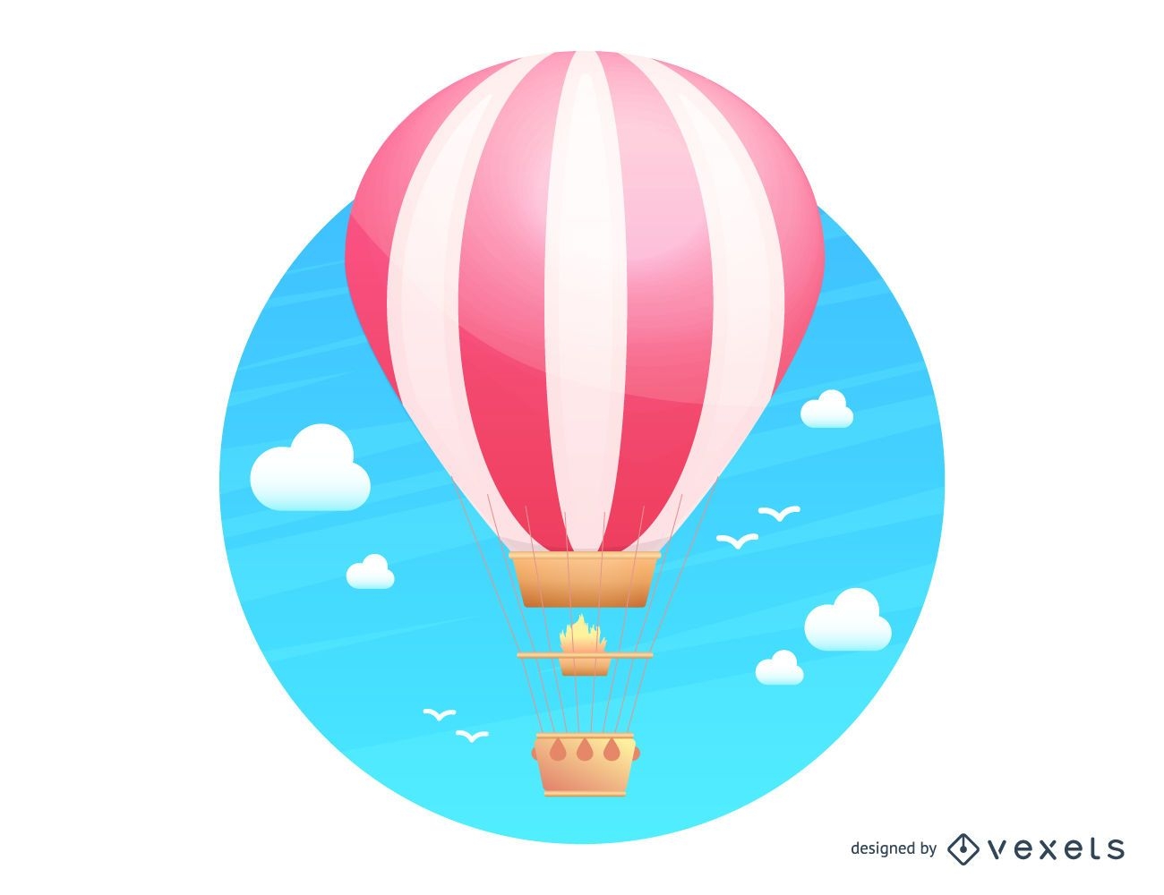 Ilustración de vuelo en globo aerostático