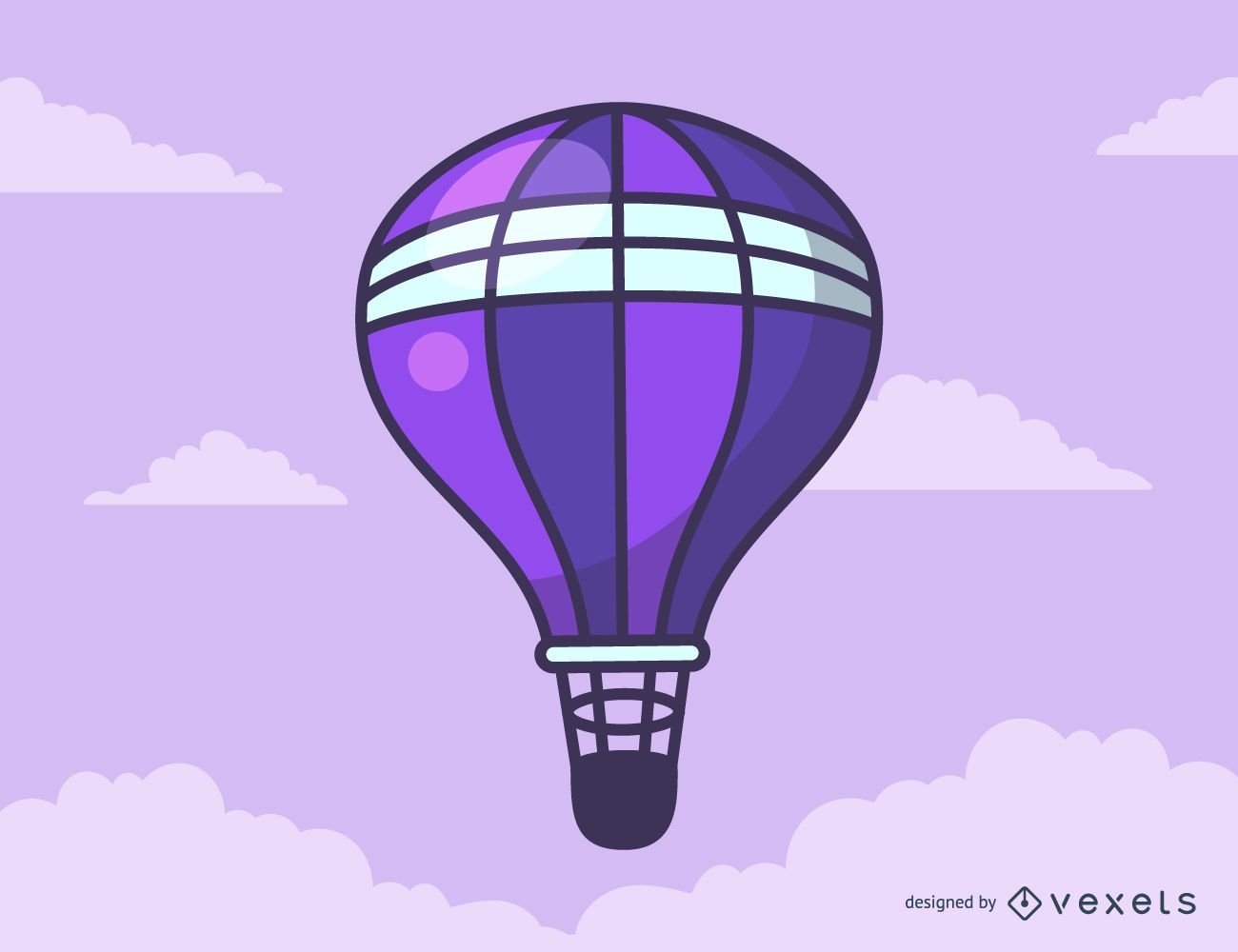 Dibujos animados de globo de aire caliente púrpura