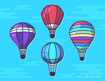 Conjunto de ilustraciones de globos de aire caliente