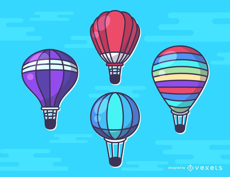 Hot Air Balloons Illustrations Set Hot Air Balloons Illustrations Set