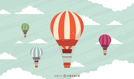 Striped hot air balloons set Striped hot air balloons set