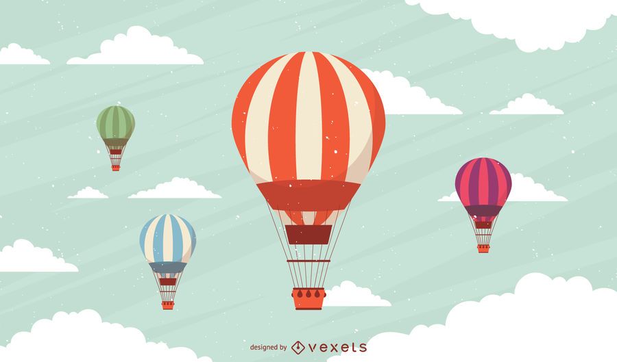 Striped hot air balloons set Striped hot air balloons set